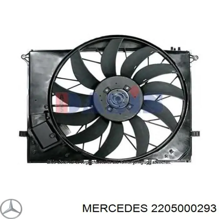2205000293 Mercedes difusor de radiador, ventilador de refrigeración, condensador del aire acondicionado, completo con motor y rodete