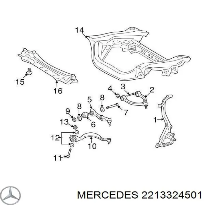 2213324501 Mercedes muñón del eje, suspensión de rueda, delantero izquierdo