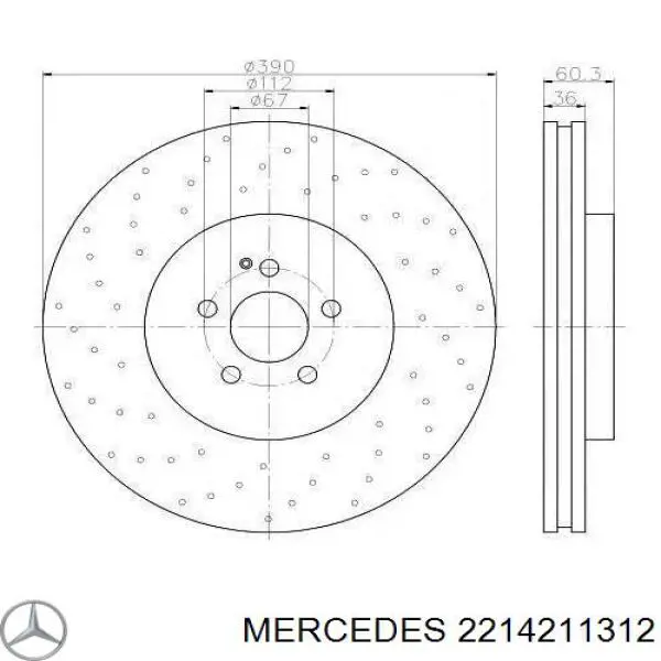Comprar 2214211312 Mercedes Freno de disco delantero