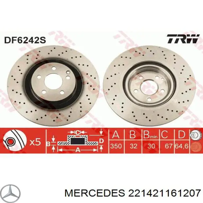 221421161207 Mercedes disco de freno delantero
