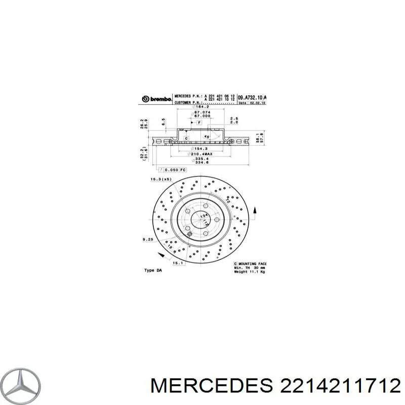 2214211712 Mercedes freno de disco delantero