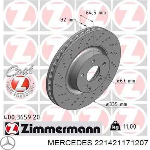 221421171207 Mercedes freno de disco delantero