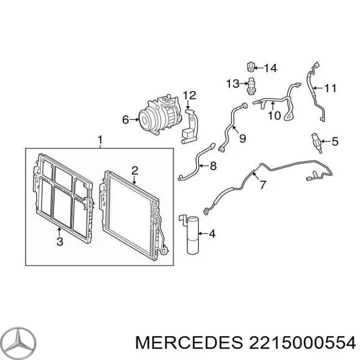 2215000554 Mercedes condensador aire acondicionado