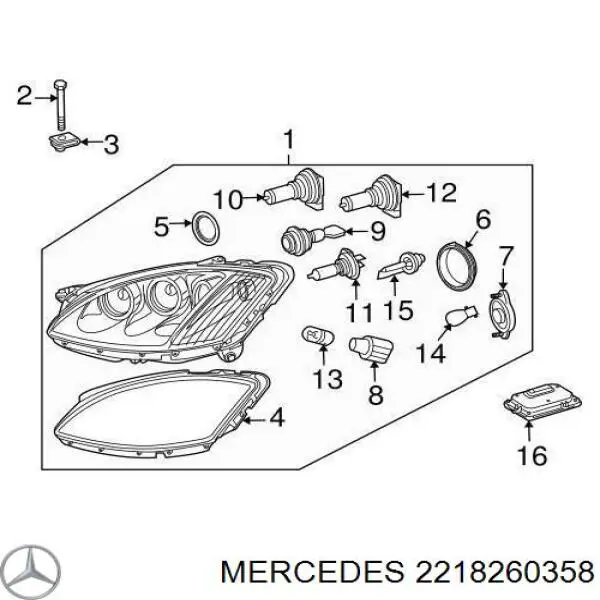 2218260358 Mercedes cubierta del faro izquierda