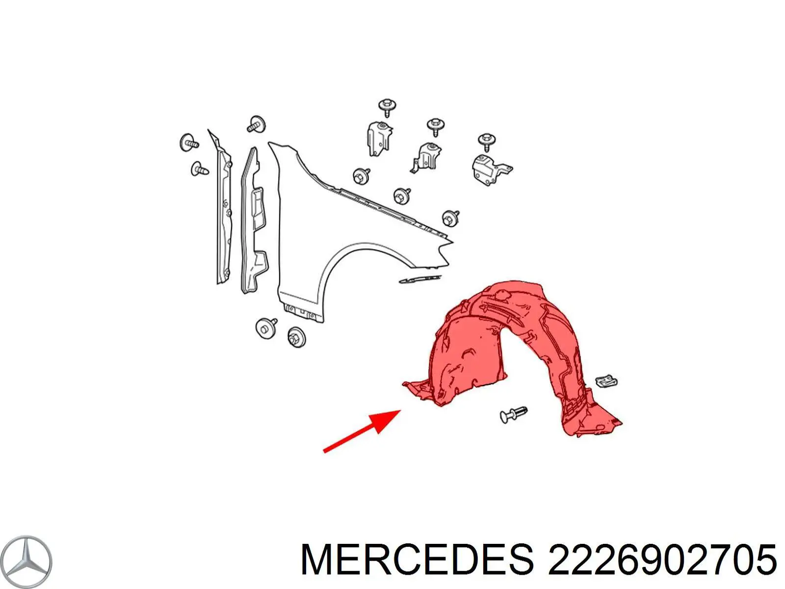Guardabarros interior derecho, aleta delantera Mercedes A2226902705 precio, desde 88,57 EUR