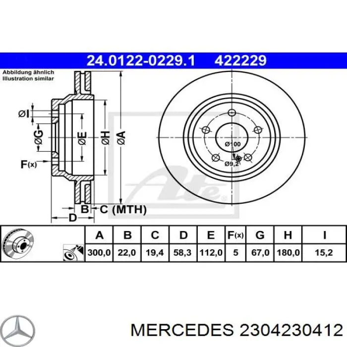 2304230412 Mercedes disco de freno trasero