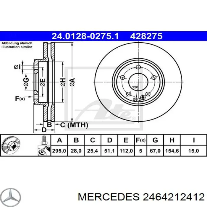 2464212412 Mercedes disco de freno delantero