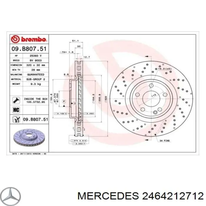 2464212712 Mercedes disco de freno delantero