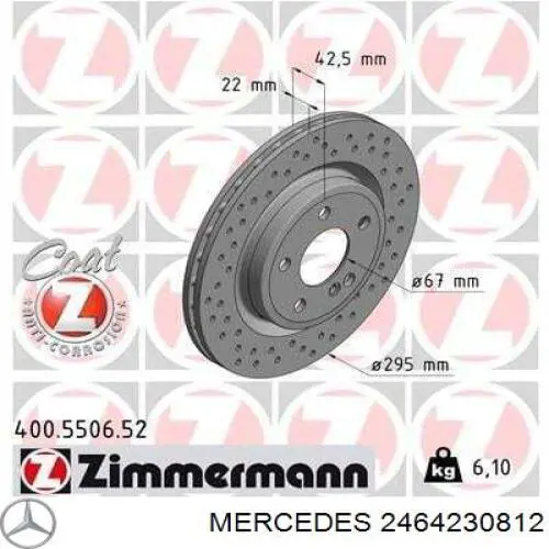 2464230812 Mercedes disco de freno trasero