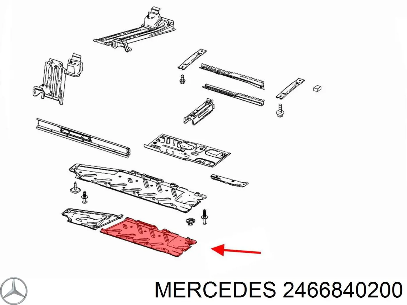 Protección inferior derecha Mercedes 2466840200 precio, desde 66,40 EUR