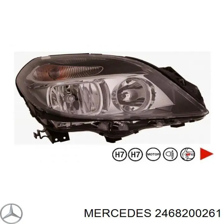 Faro derecho Mercedes 2468200261 precio, desde 248,29 EUR