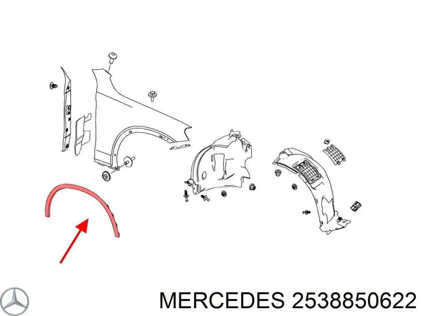Comprar 2538850622 Mercedes Extensión de la aleta delantera derecha