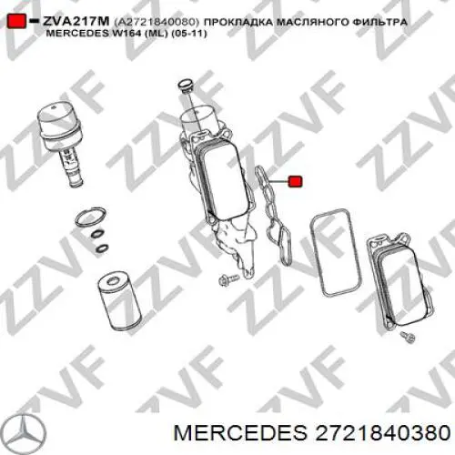 2721840380 Mercedes junta, adaptador de filtro de aceite