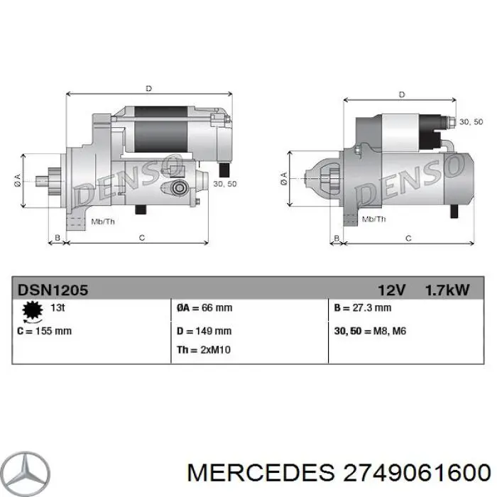 2749061600 Mercedes motor de arranque