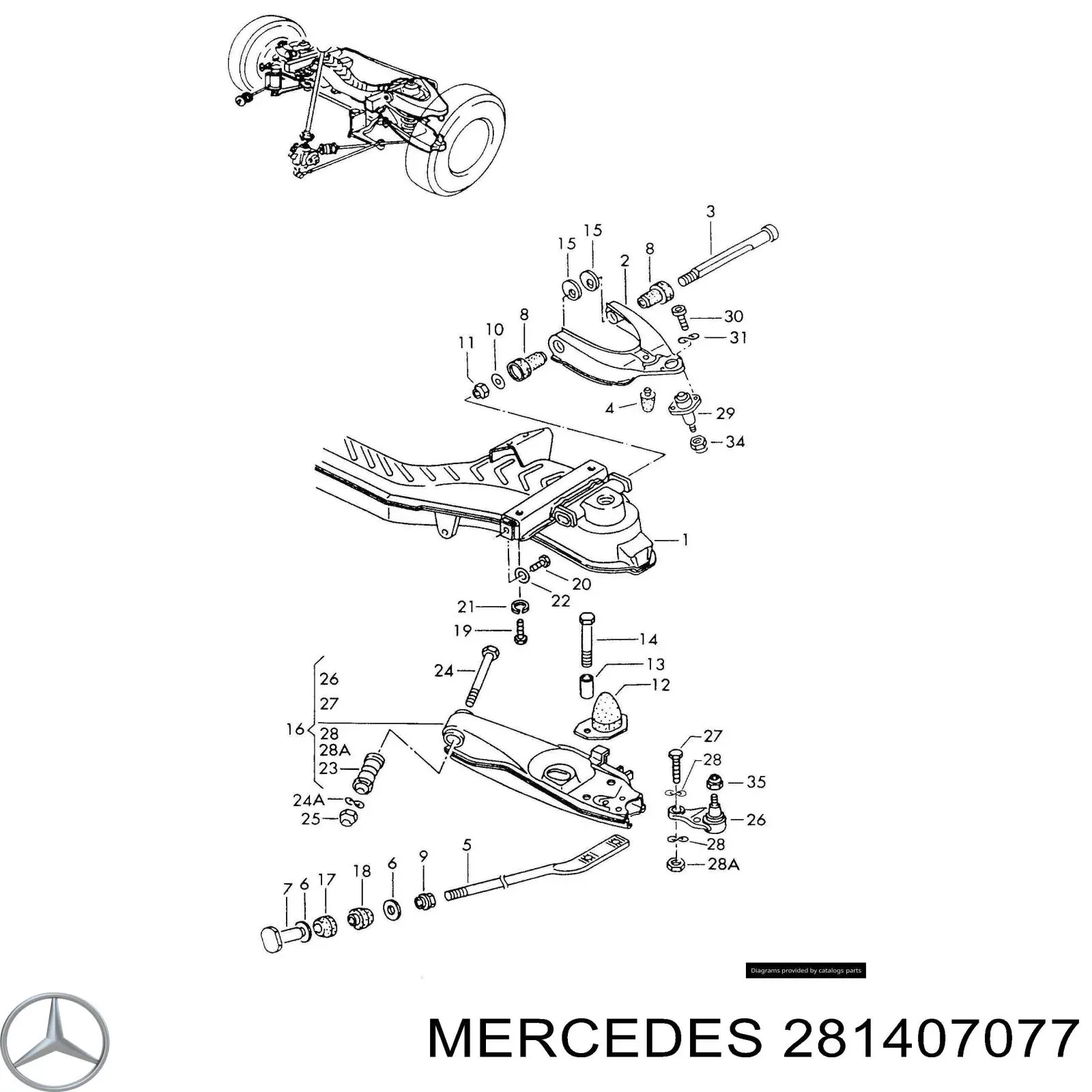 281407077 Mercedes silentblock de brazo de suspensión delantero superior