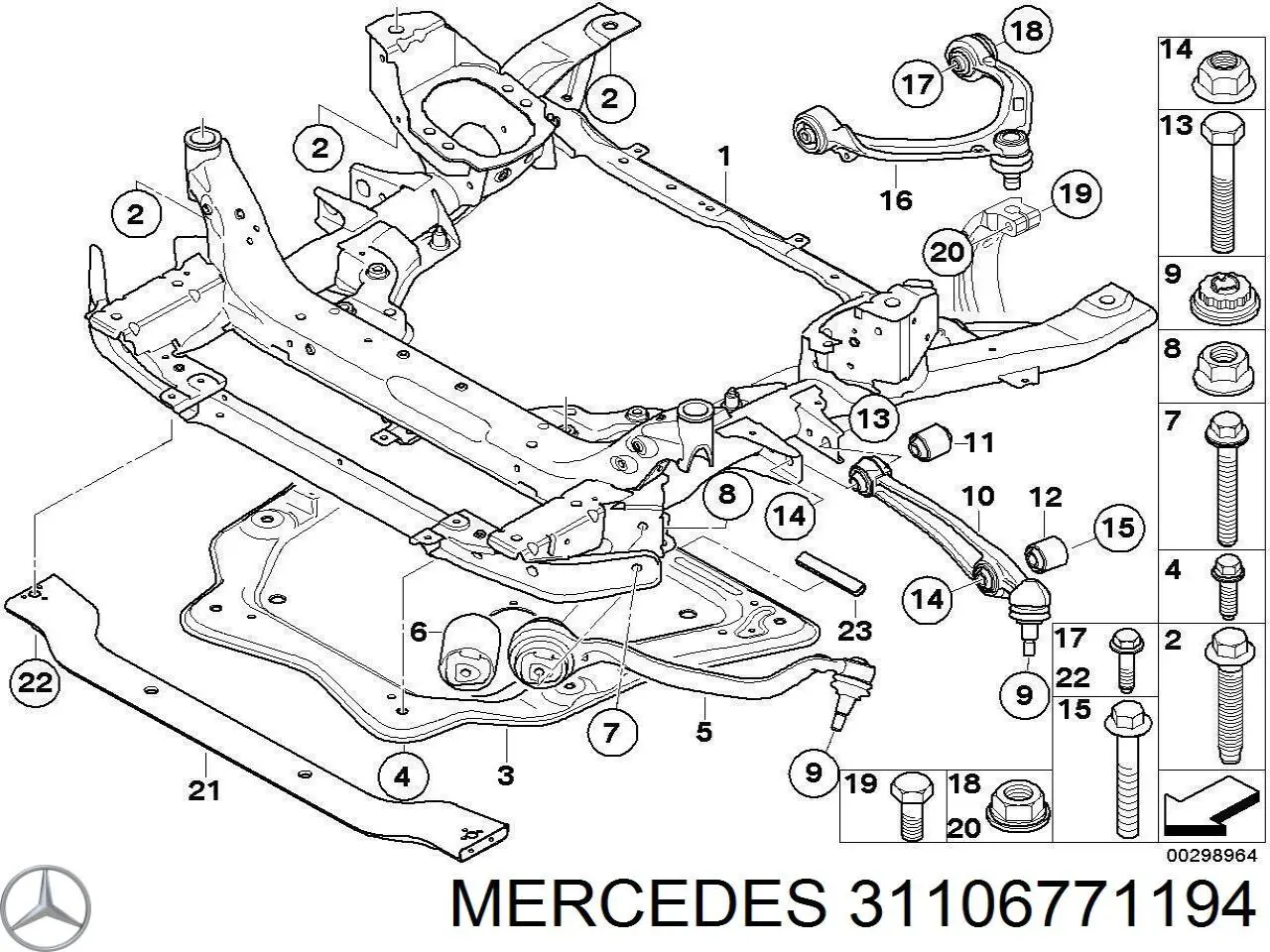 31106771194 Mercedes silentblock de suspensión delantero inferior