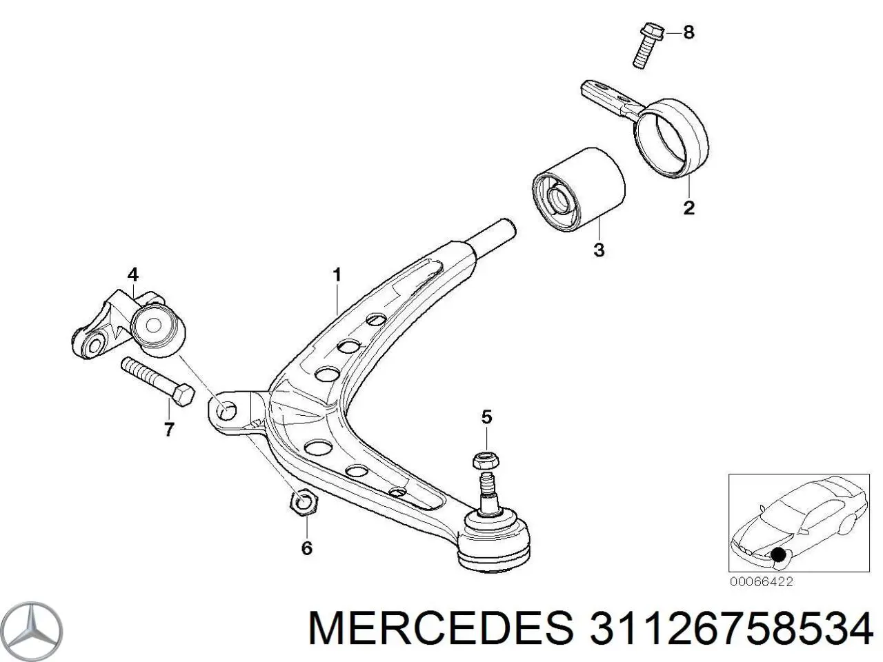 31126758534 Mercedes barra oscilante, suspensión de ruedas delantera, inferior derecha