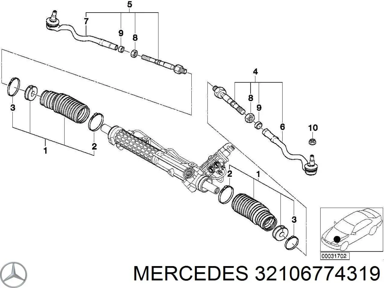 32106774319 Mercedes barra de acoplamiento completa derecha