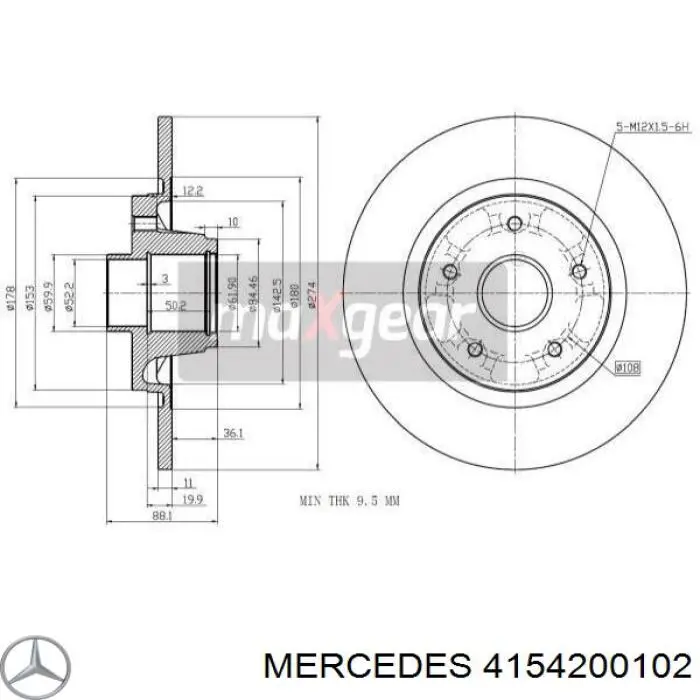 4154200102 Mercedes disco de freno trasero