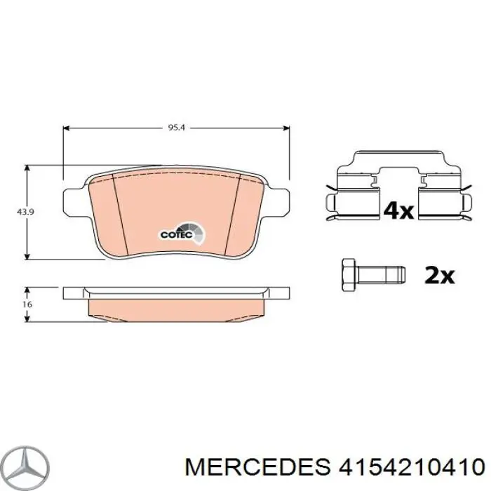 4154210410 Mercedes pastillas de freno traseras