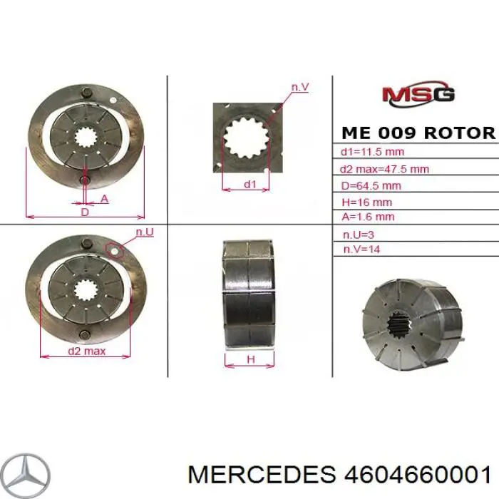 4604660001 Mercedes bomba hidráulica de dirección