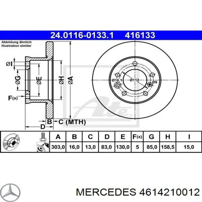 4614210012 Mercedes freno de disco delantero