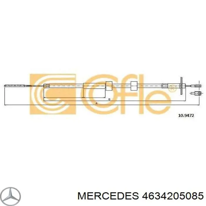 4634205085 Mercedes cable de freno de mano trasero derecho