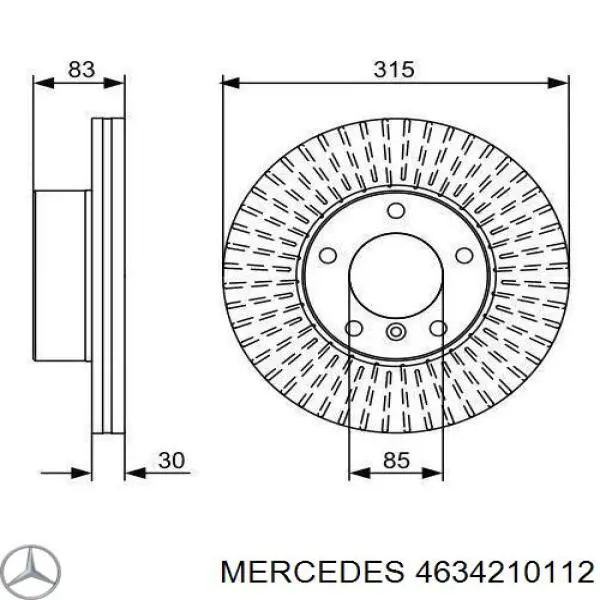 4634210112 Mercedes disco de freno delantero