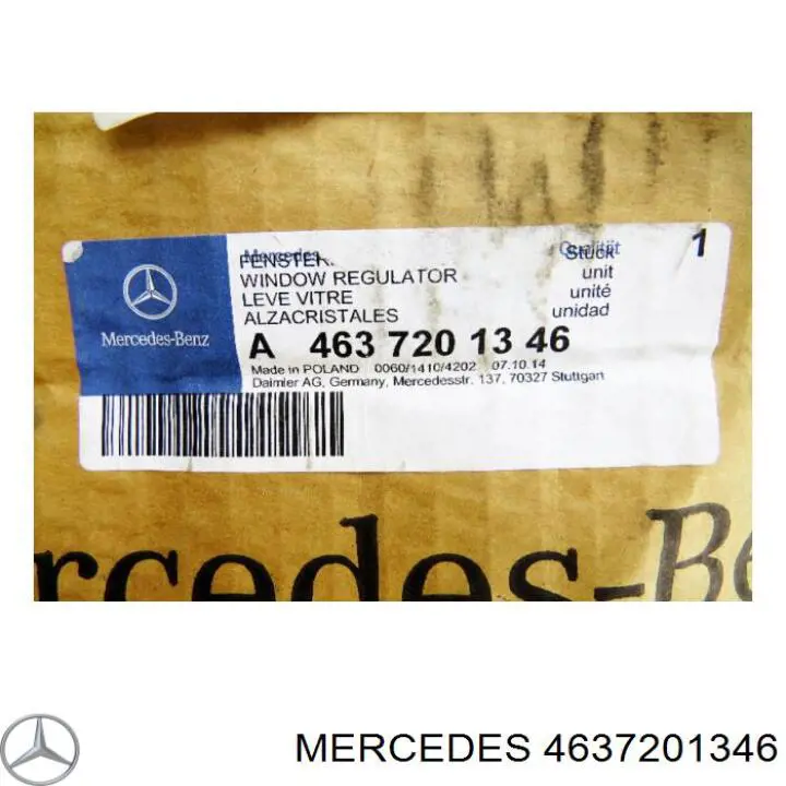 4637201346 Mercedes mecanismo de elevalunas, puerta delantera izquierda