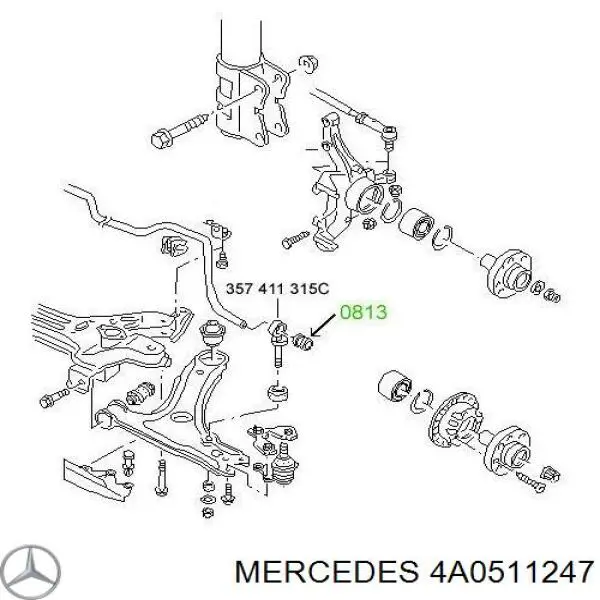 4A0511247 Mercedes suspensión, cuerpo del eje trasero