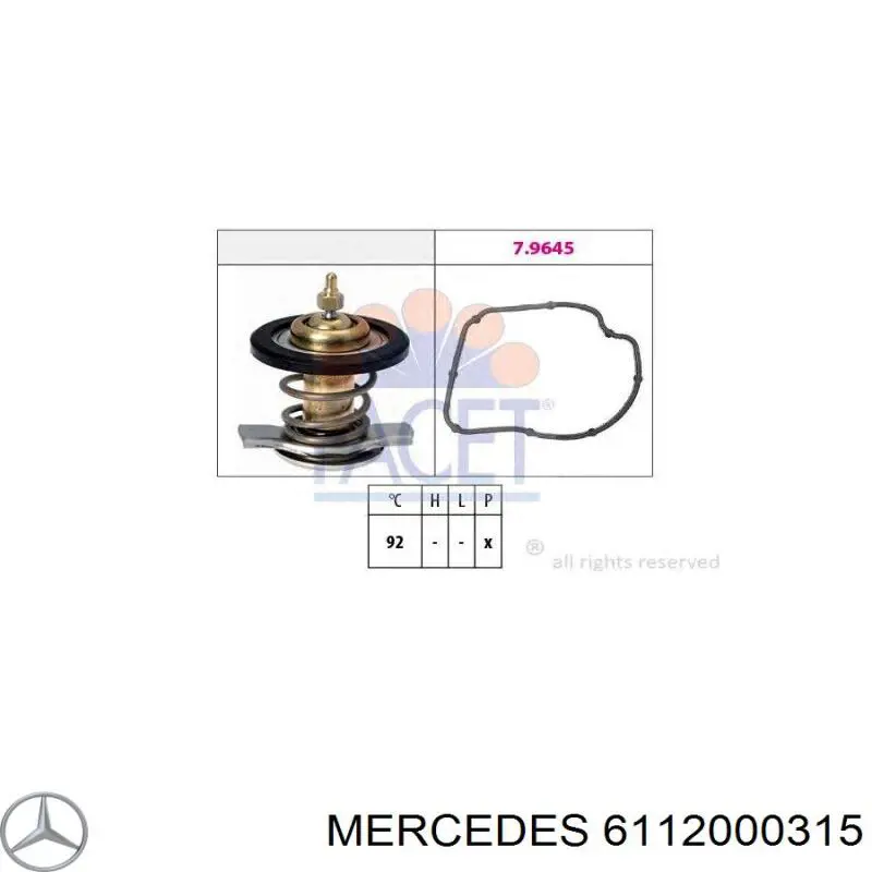 6112000315 Mercedes caja del termostato