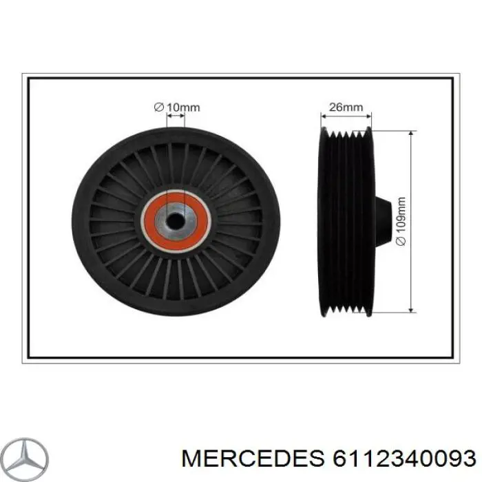 6112340093 Mercedes polea inversión / guía, correa poli v