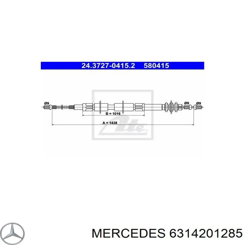 6314201285 Mercedes cable de freno de mano trasero derecho/izquierdo