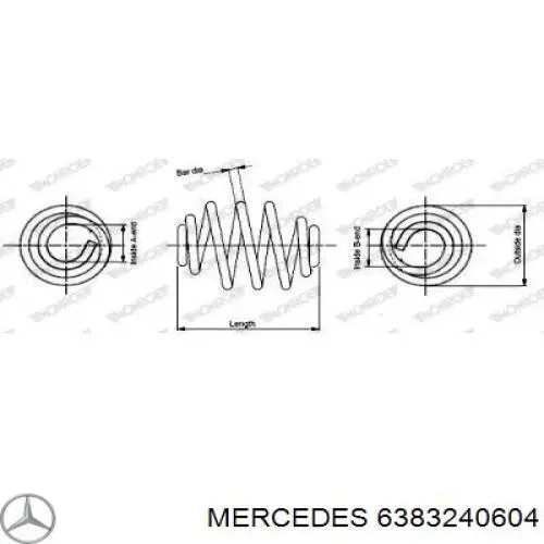 6383240604 Mercedes muelle de suspensión eje trasero