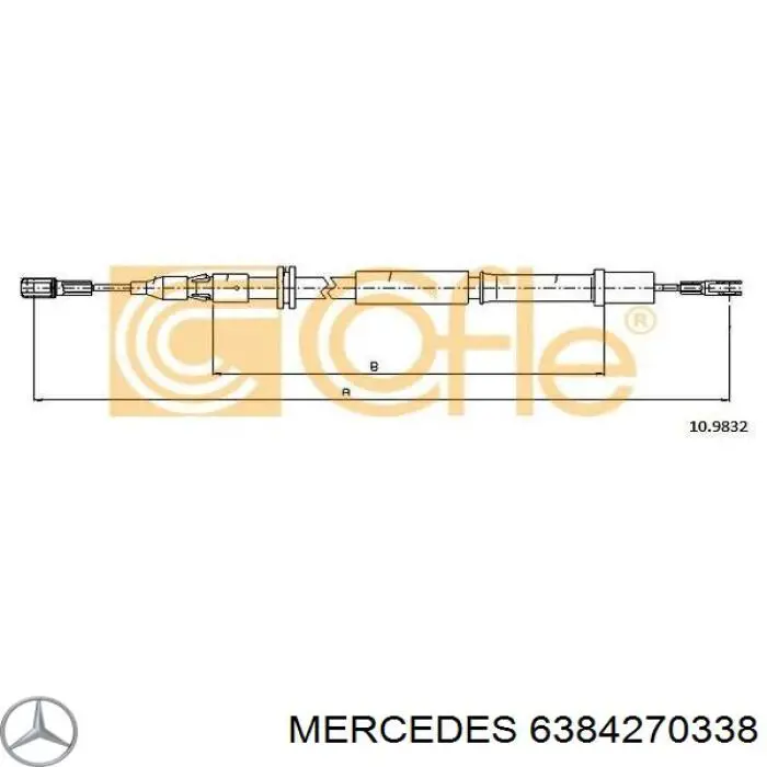 6384270338 Mercedes cable de freno de mano trasero derecho/izquierdo