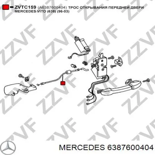 Cable de apertura de cerradura de puerta delantera Mercedes 6387600404 precio, desde 12,28 EUR