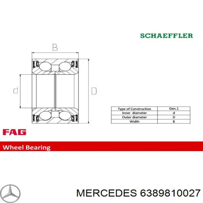 6389810027 Mercedes cojinete de rueda delantero/trasero