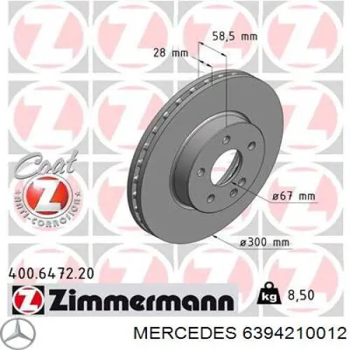 Frenos delanteros Mercedes 6394210012 precio, desde 36,62 EUR