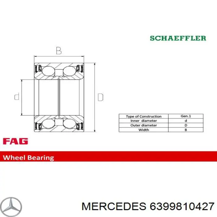 Cojinete de cubo delantero/trasero Mercedes 6399810427 precio, desde 49,84 EUR