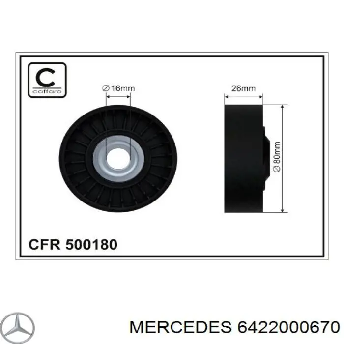 6422000670 Mercedes polea inversión / guía, correa poli v