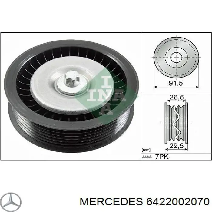 6422002070 Mercedes polea inversión / guía, correa poli v