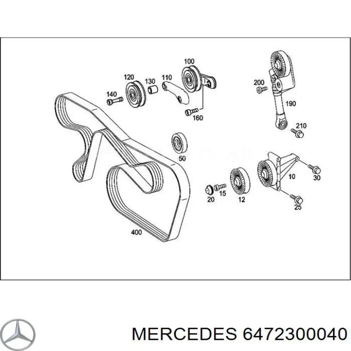 6472300040 Mercedes rodillo, correa trapecial poli v