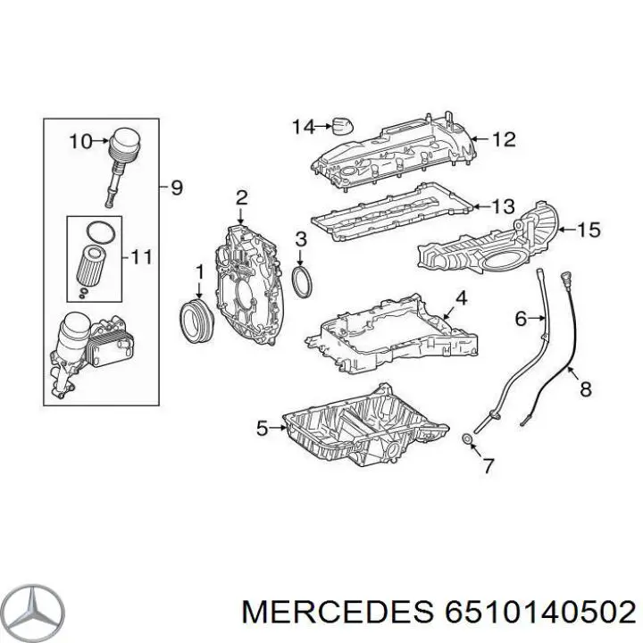 6510140502 Mercedes cárter de aceite, parte superior