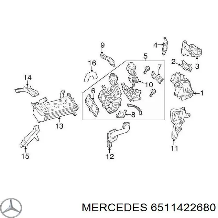 Comprar 6511422680 Mercedes Junta de tubería EGR a la culata