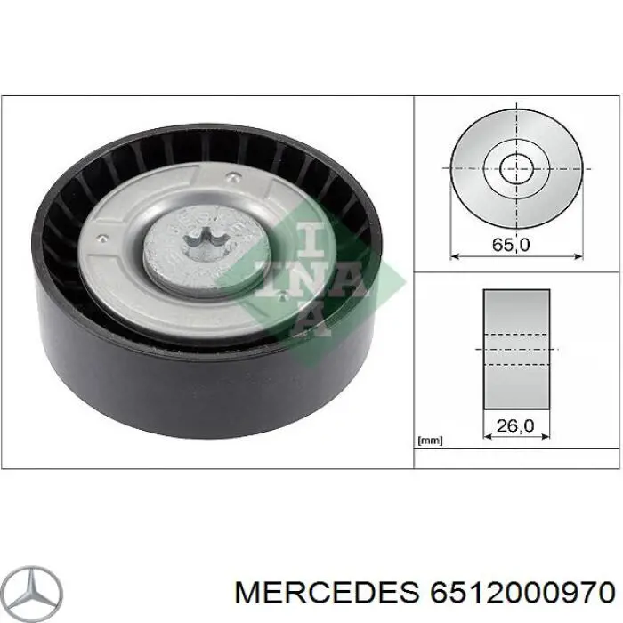 6512000970 Mercedes polea inversión / guía, correa poli v
