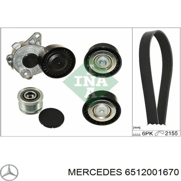 6512001670 Mercedes tensor de correa, correa poli v