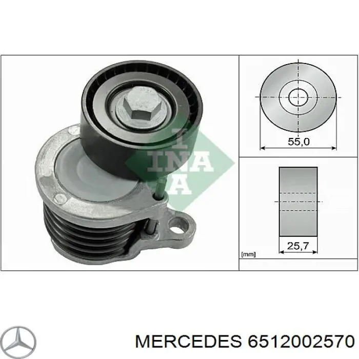 6512002570 Mercedes tensor de correa, correa poli v