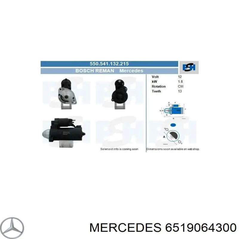 6519064300 Mercedes motor de arranque