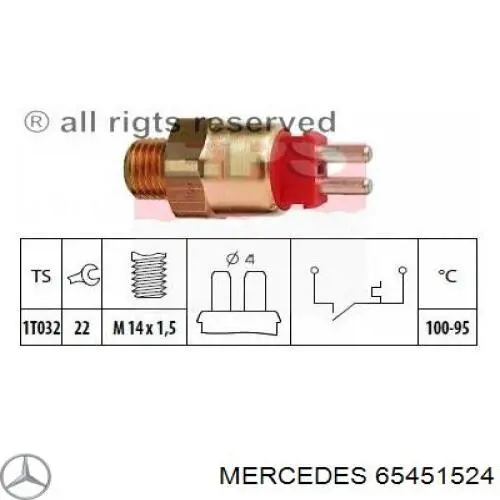 65451524 Mercedes sensor, temperatura del refrigerante (encendido el ventilador del radiador)