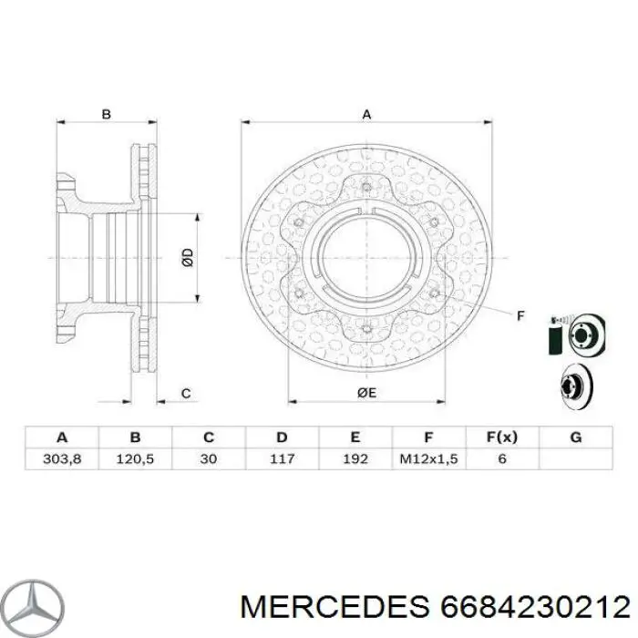 6684230212 Mercedes disco de freno trasero